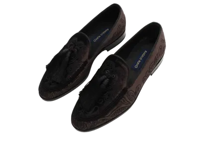 ANGELO RUFFO Tassel Velvet Loafers "Brown"