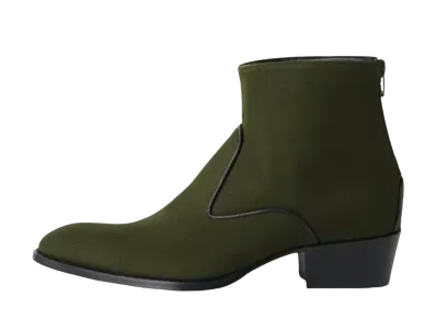 ANGELO RUFFO Canvas Back Zip Boots "Green"
