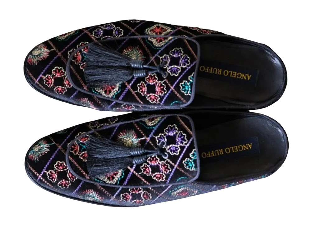 ANGELO RUFFO Velvet Mule - Stitch All Mixed Color "Black"