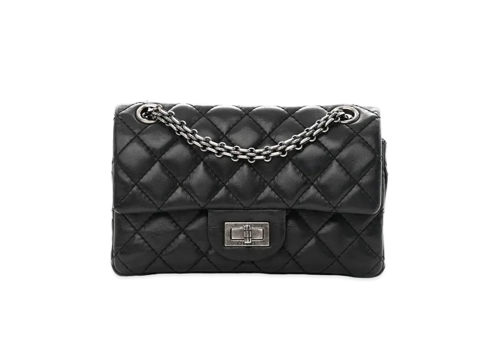 CHANEL 2.55 Chain Shoulder Calfskin "Black/Silver"