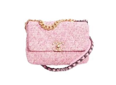 CHANEL 19 Handbag Cotton Tweed "Pink/Ecru"