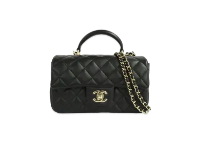 CHANEL Matelasse Metal Handle Chain Bag Lambskin "Black/Gold"