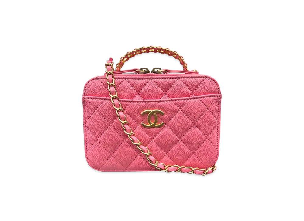 シャネル トップハンドル ヴァニティ ラムスキン ショルダーバッグ "ピンク" AS3222
