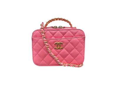 CHANEL Top Handle Vanity Lambskin Shoulder Bag "Pink"