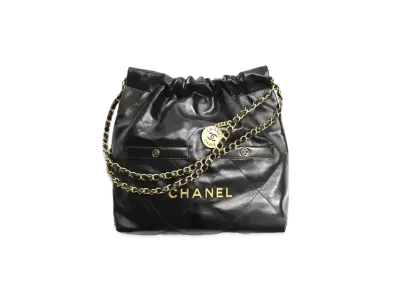CHANEL 22 Small Handbag Shiny Crumpled Calfskin & Gold-Tone Metal "Black"
