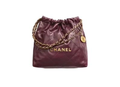 CHANEL 22 Small Handbag Grained Calfskin & Gold-Tone Metal "Dark Burgundy"
