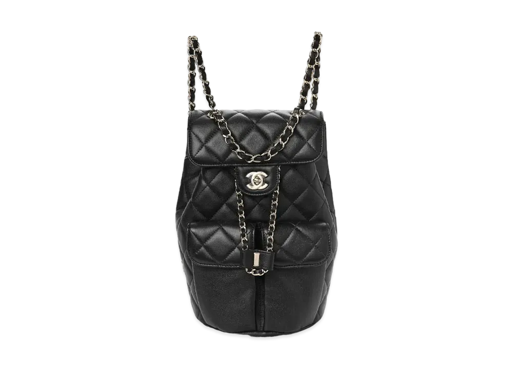 CHANEL Matelasse Chain Backpack Caviarskin "Black/Silver"
