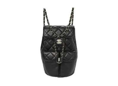 CHANEL Matelasse Chain Backpack Caviarskin "Black/Silver"