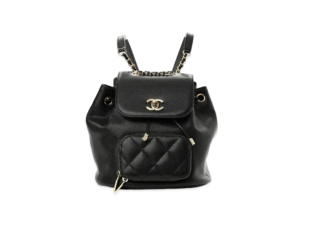CHANEL Coco Mark Flap Chain Backpack Caviarskin "Black/Gold"