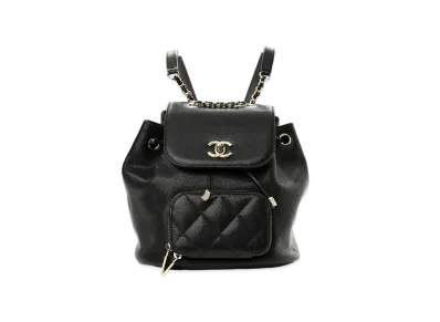 CHANEL Coco Mark Flap Chain Backpack Caviarskin "Black/Gold"