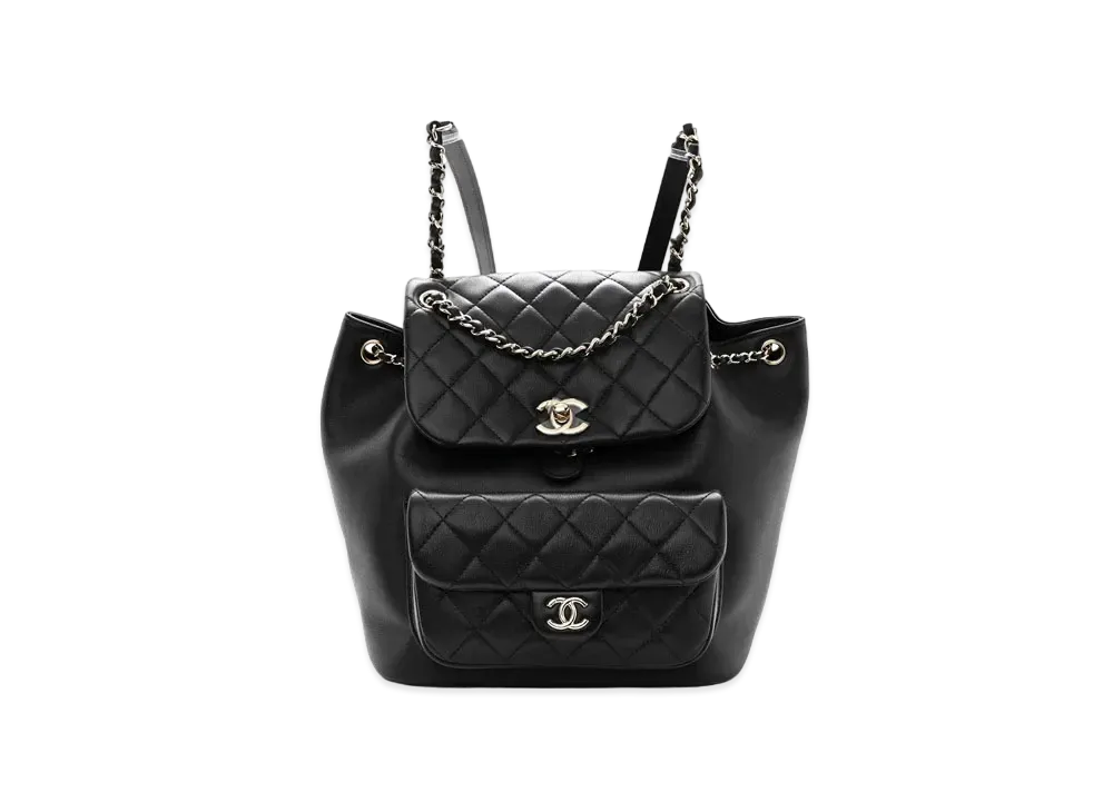 CHANEL Matelasse Chain Backpack Lambskin "Black/Silver"