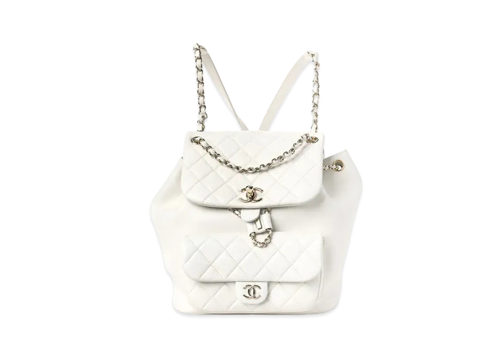 CHANEL Matelasse Chain Backpack Lambskin "White/Gold"