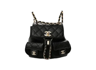 CHANEL Matelasse Chain Backpack Caviarskin "Black/Gold"