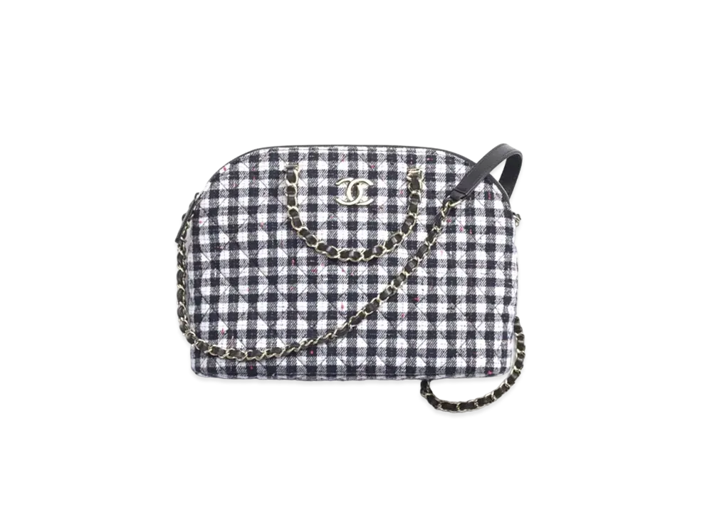 CHANEL Small Tote Wool Tweed & Gold-Tone Metal "Navy Blue/White/Orange/Pink"