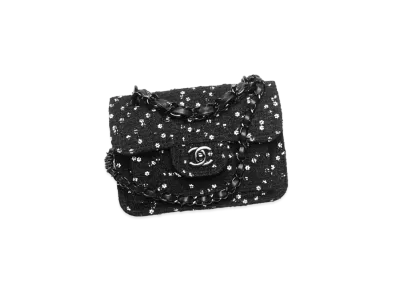 CHANEL Mini Flap Bag Tweed Sequins "Black/White"