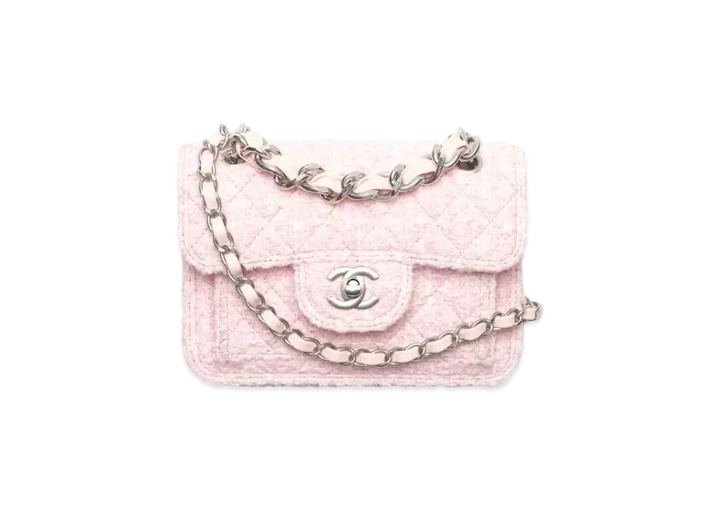 CHANEL Mini Flap Bag Tweed "Pink/Light Beige"