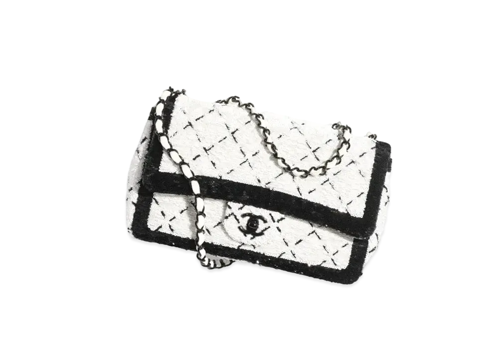 CHANEL Large Flap Bag Gradient Sequins "White/Black"