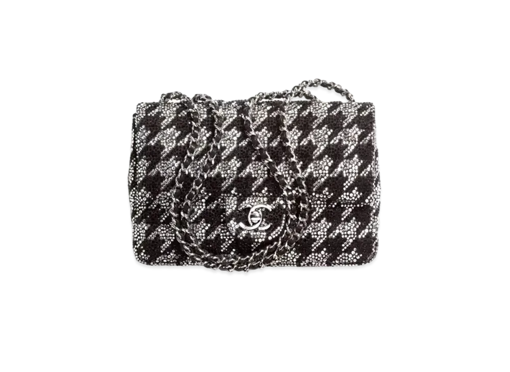 CHANEL Evening Bag Strass, Silver-Tone Metal "Black/Silver"