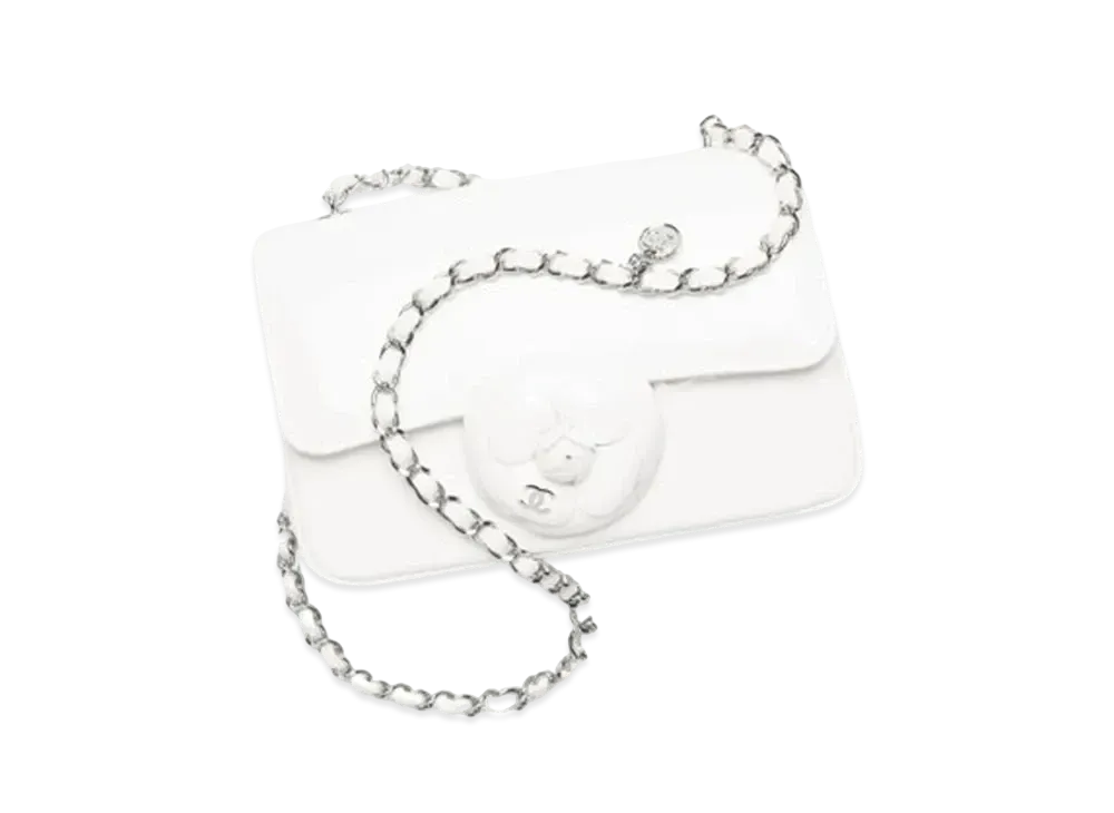 CHANEL Small Flap Bag Patent Calfskin "White"