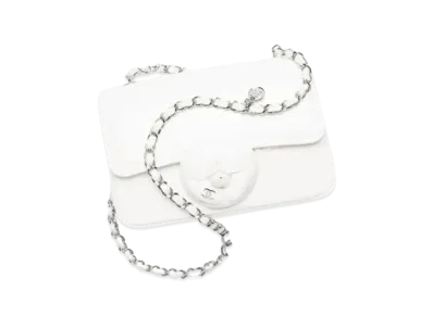 CHANEL Small Flap Bag Patent Calfskin "White"