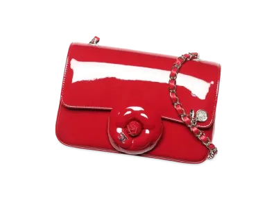 CHANEL Small Flap Bag Patent Calfskin "Red"