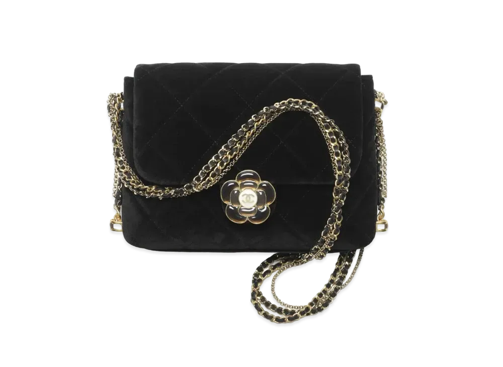 CHANEL Mini Flap Bag Velvet Enamel "Black"