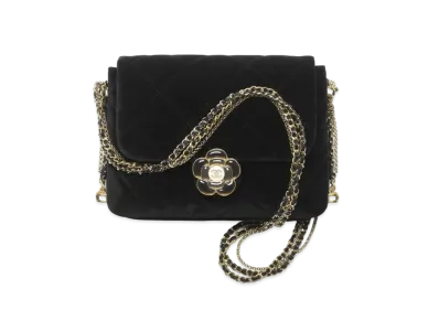 CHANEL Mini Flap Bag Velvet Enamel "Black"