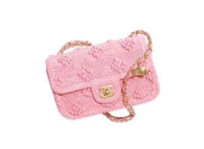 CHANEL Mini Flap Bag Raffia Effect Braided "Pink"