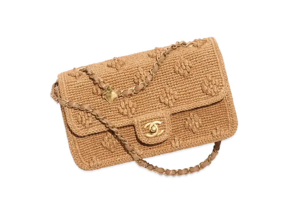 CHANEL Flap Bag Raffia Effect Braided "Camel"