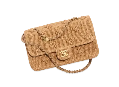 CHANEL Flap Bag Raffia Effect Braided "Camel"