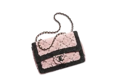 CHANEL Small Flap Bag Sequins "Pink/Black"