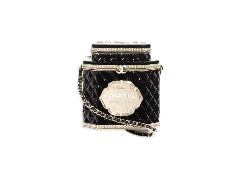 CHANEL Tea Box Minaudiere Resin, Enamel, Imitation Pearls & Gold-Tone Metal "Black/Gold"