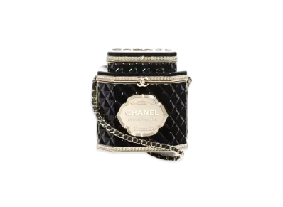 CHANEL Tea Box Minaudiere Resin, Enamel, Imitation Pearls & Gold-Tone Metal "Black/Gold"