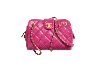 CHANEL Bowling Bag Grained Shiny Calfskin & Gold-Tone Metal "Fuchsia"