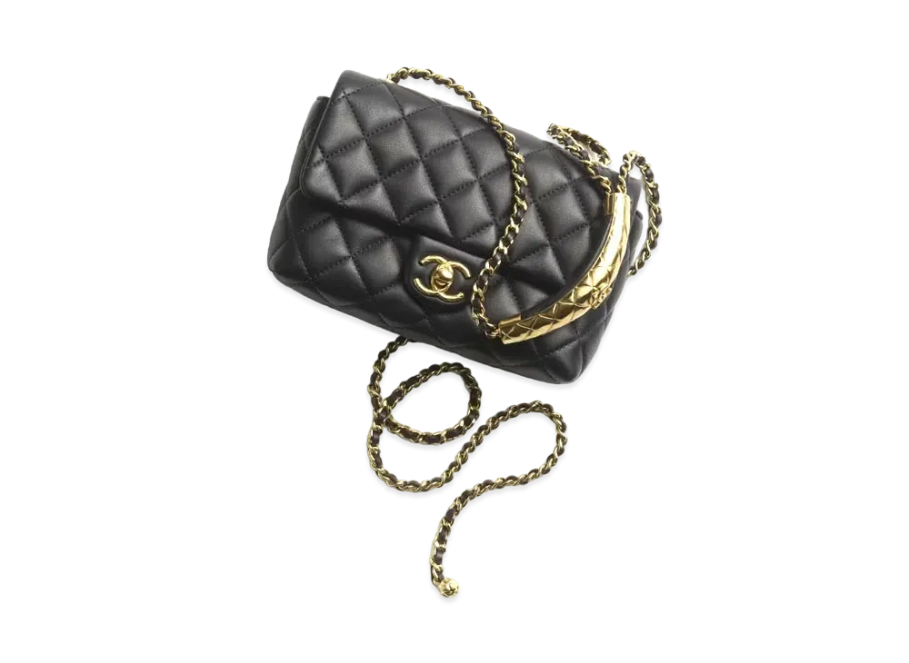 CHANEL Mini Flap Bag Lambskin & Gold Metal "Black"