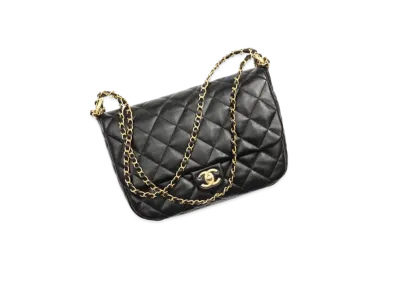 CHANEL Maxi Flapbag Shiny Calfskin & Gold-Tone Metal "Black"
