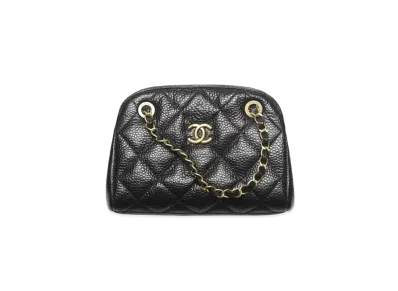 CHANEL Small Bowling Bag Grained Shiny Calfskin & Gold-Tone Metal "Black"