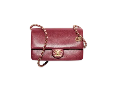 CHANEL Small Flap Bag Shiny Grained Calfskin & Gold-Tone Metal "Burgundy"