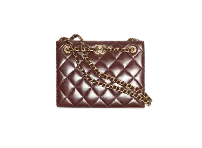 CHANEL Small Shopping Bag Shiny Lambskin & Gold-Tone Metal "Brown"