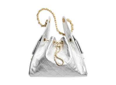 CHANEL 25 Small Handbag Metallic Grained Calfskin "Silver"