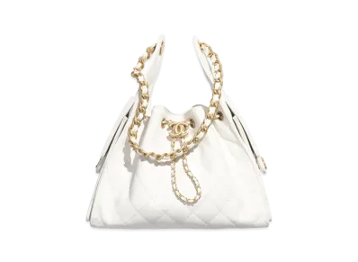 CHANEL 25 Small Handbag Grained Calfskin "White"