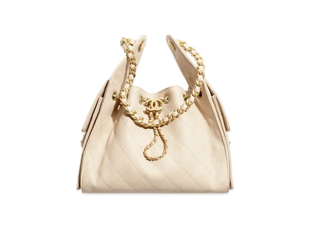 CHANEL 25 Small Handbag Grained Calfskin "Beige"