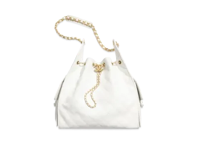 CHANEL 25 Medium Handbag Grained Calfskin "White"