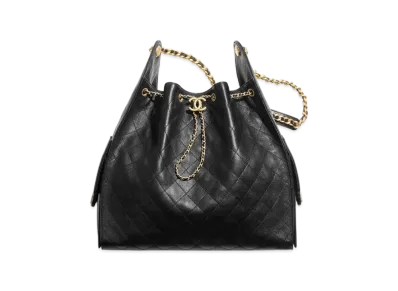 CHANEL 25 Large Handbag Grained Calfskin "Black"