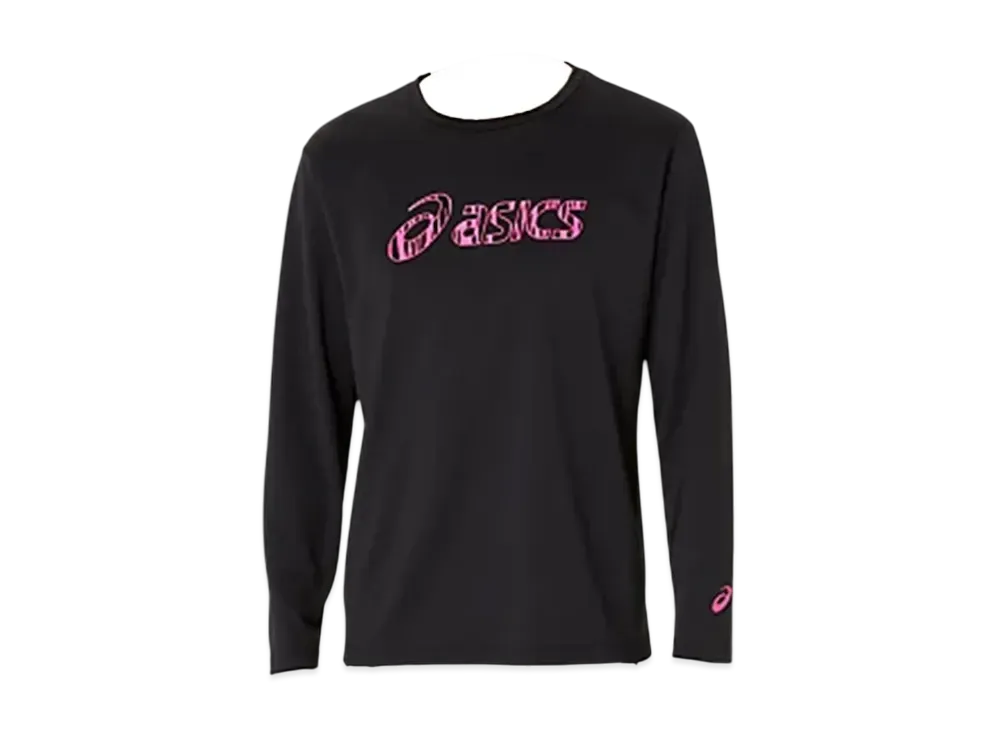 Asics Dry Big Logo Long Sleeve Shirt "Performance Black/Hot Pink"