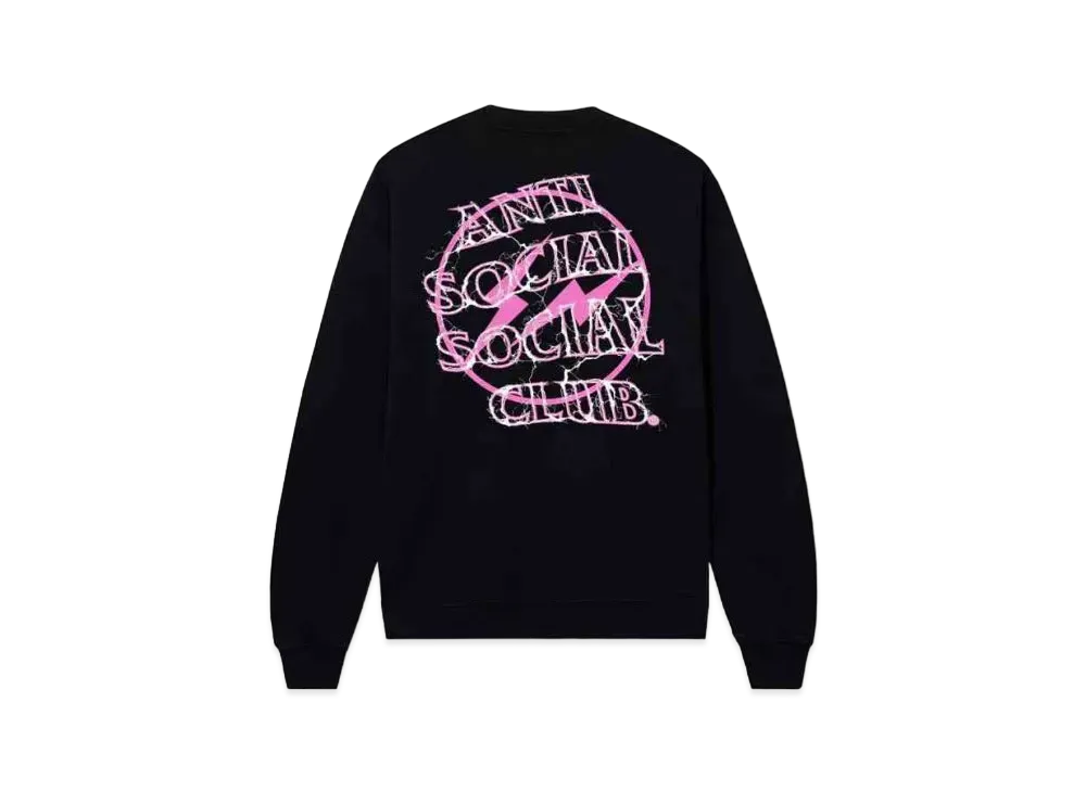ANTI SOCIAL SOCIAL CLUB x FRAGMENT Bolt Crewneck "Black Pink"