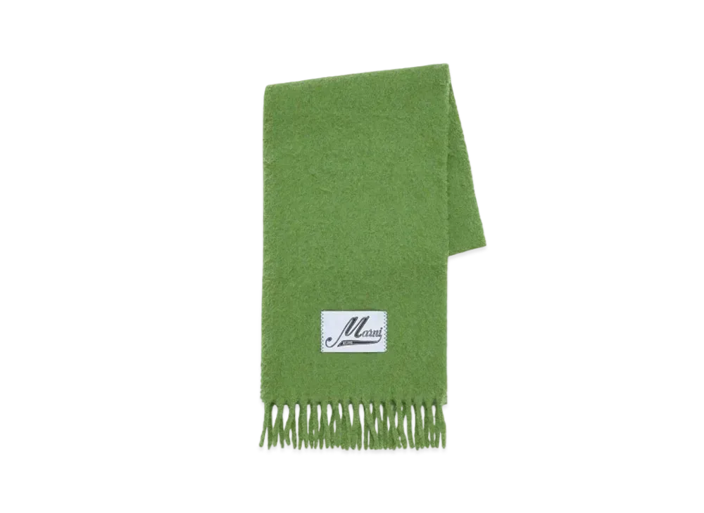 Marni Brushed Alpaca Scarf with Fringes "Kiwi"