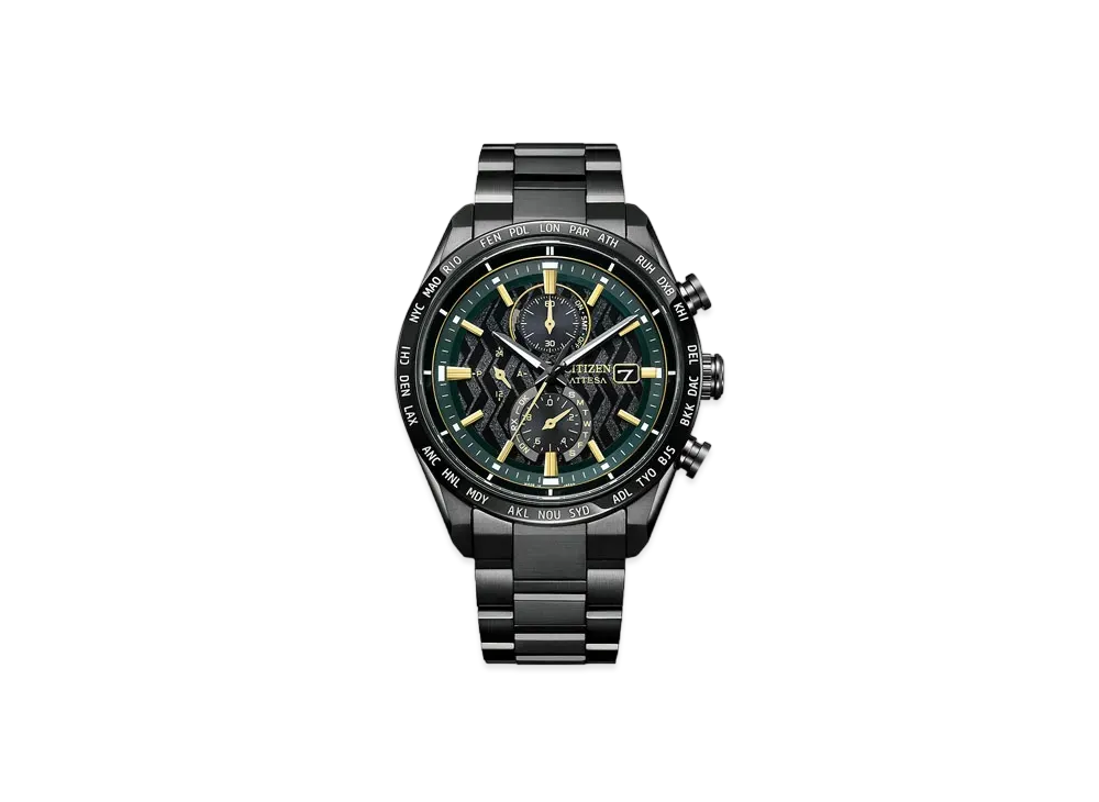 CITIZEN Attesa ACT Line/Black Titanium TM Series Hanshin Koshien Stadium 100th Anniversary Collaboration Limited Model 400 "Green/Gold" AT8288-60E