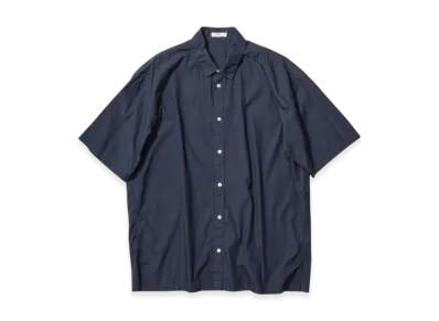 ATON Cotton Lawn Oversized Short Sleeve Shirt "Navy"