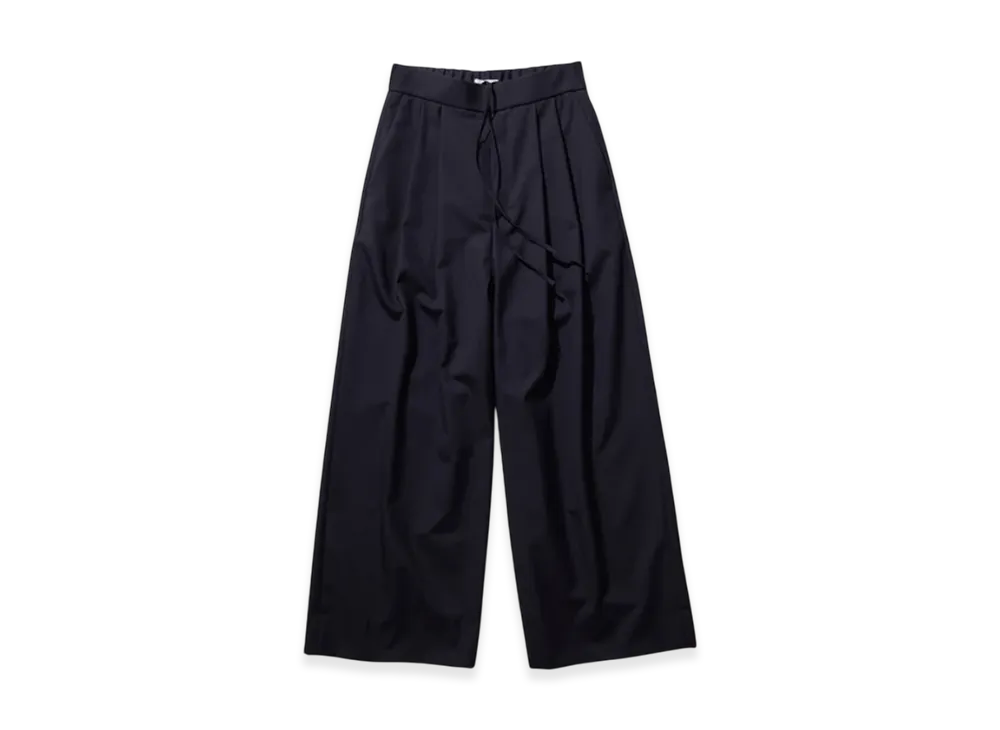 ATON Wool Tropical Wide Easy Pants "Navy"